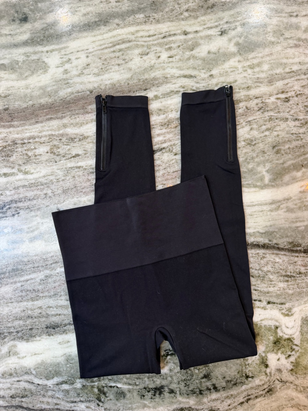 SPANX Black High-Rise Sculpting Leggings with Ankle Zips